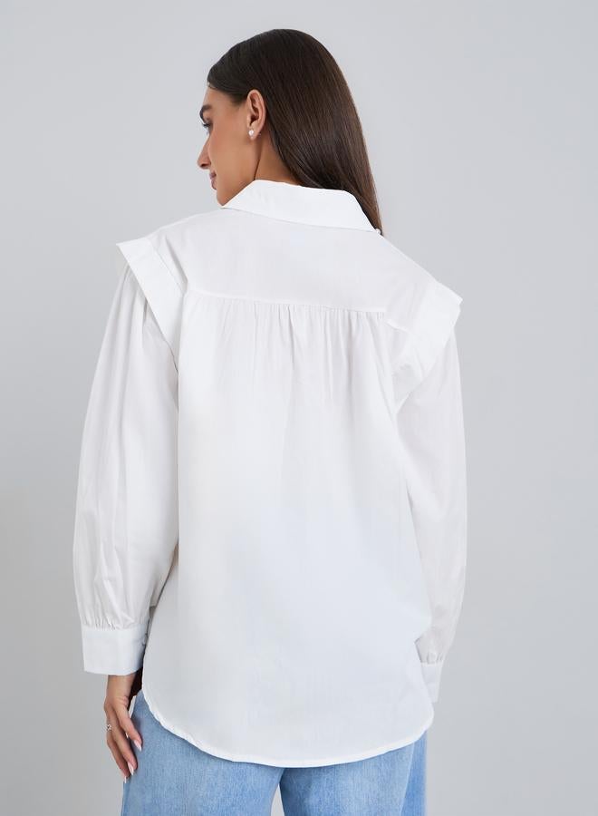 ستايلي بلوزة بقصة واسعة بياقة منمقة باللؤلؤ - Image 3